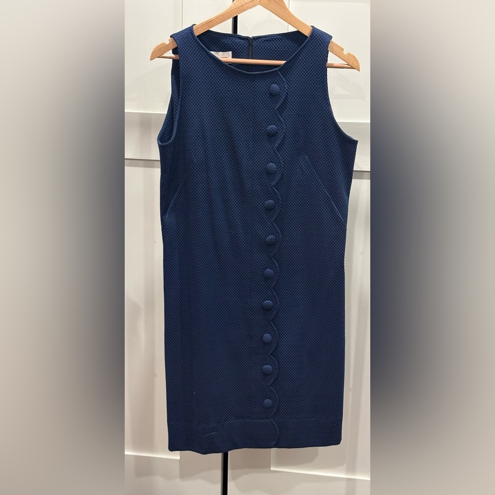 Classic Sara Campbell Textured Navy MIDI Dress